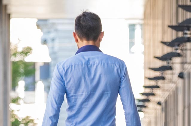 Man walking down street