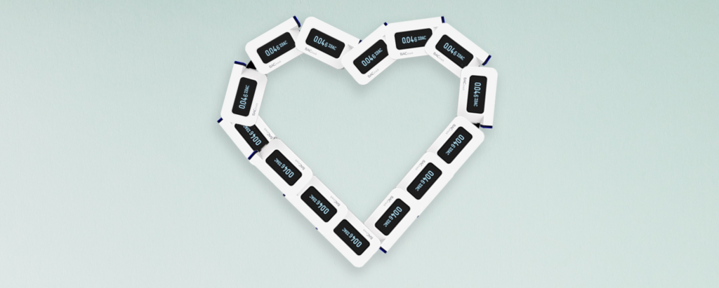 Photo of Pocket BAC Monitors arranged in a heart shape